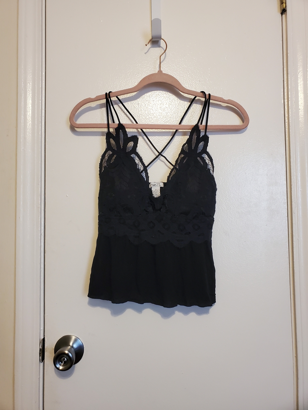 Rue 21 Lace Trim Black Women's Cami Top - Spaghetti Straps